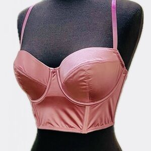 NWT Auden Satin Pink Bustier Bra